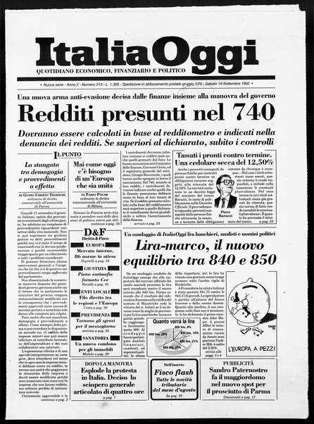 Italia oggi : quotidiano di economia finanza e politica